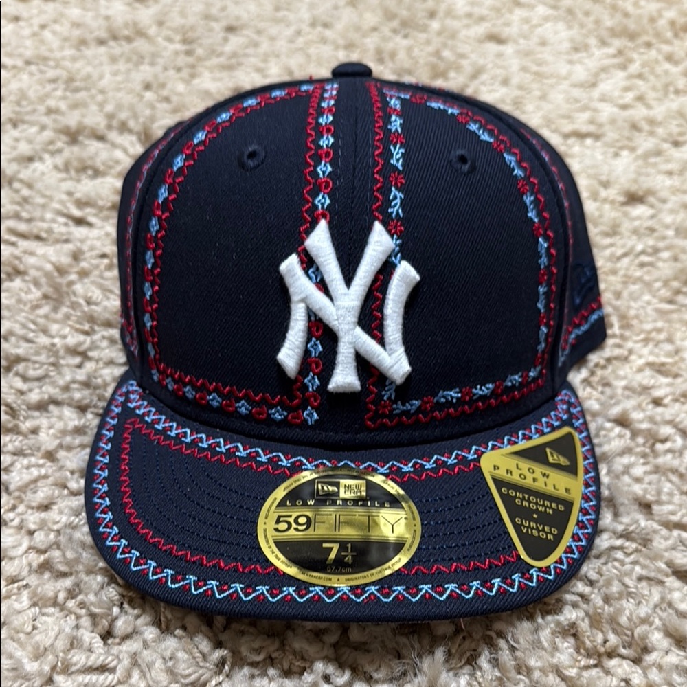NWT Kith New Era Yankees Floral Frame 59Fifty Fitted Hat Cap Navy Blue
